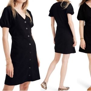 Madewell Texture & Thread Puff Sleeve Dress Black SzS